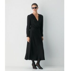 Aritzia black midi maxi wrap dress XS NWT